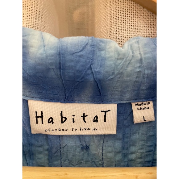 NWT Habitat A-Line Tunic Button Up Shirt Size Large Blue White Lagenlook - Picture 3 of 7